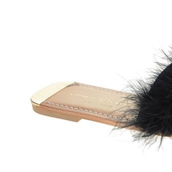Chinese Laundry Black Zoey Feather Slide Women’s Size 6 New in Box - Picture 3 of 4